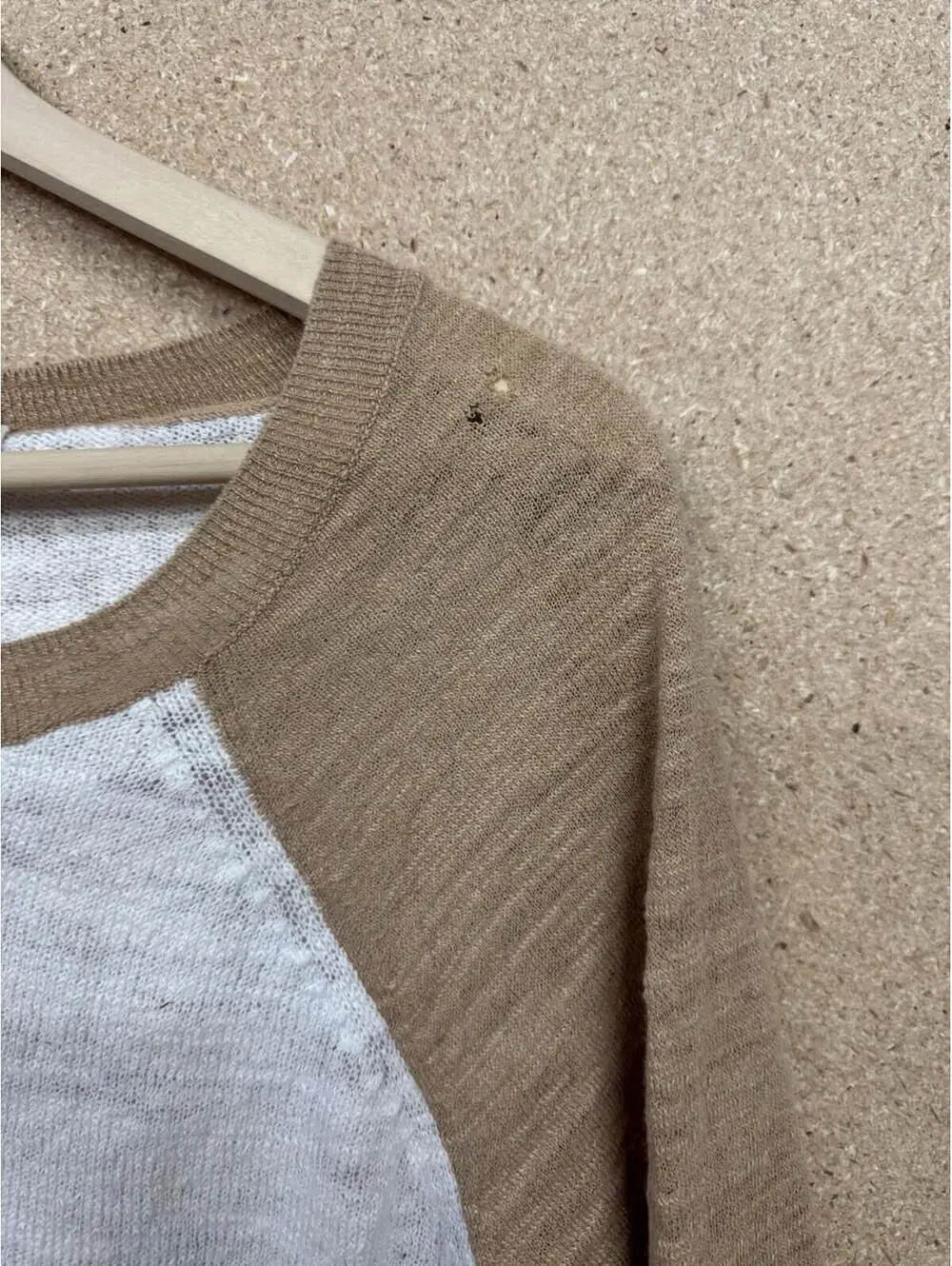 (RFB3) J Crew Womens XXL Sweater Cream Tan Colorblock Raglan Lightweight Knit